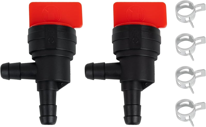 CLSR2U Fuel Shut off Valve, 1/4" Fuel Cut Off Valve for Riding Lawn Mower, Replace B&S 698181 494539 697944 Te cumseh 35857, 90 Degree Gas Shut Off Valve for Small Engines, 2 Pack - Image 1